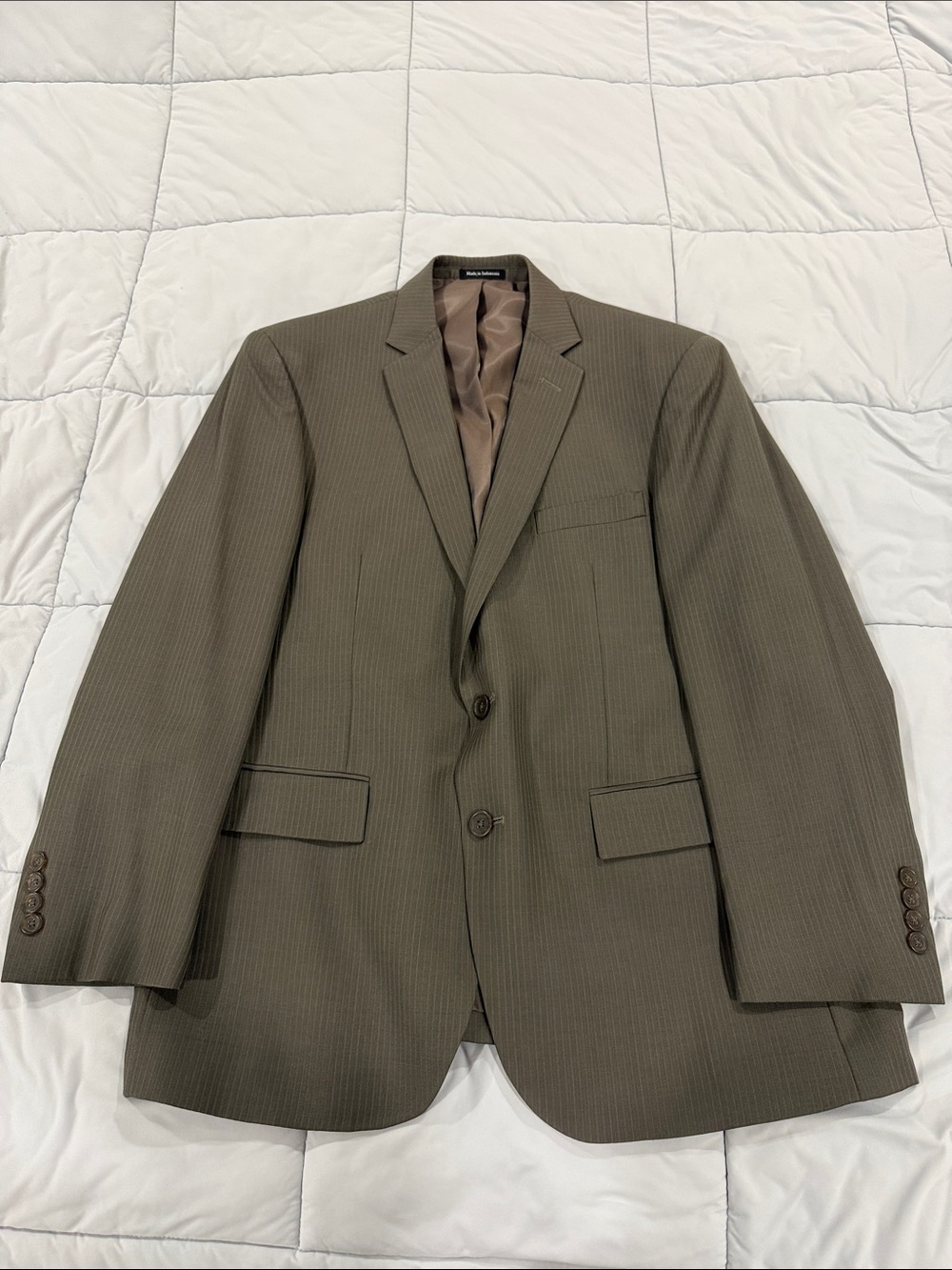 Pronto Uomo Olive Pinstripe Two-Button Blazer